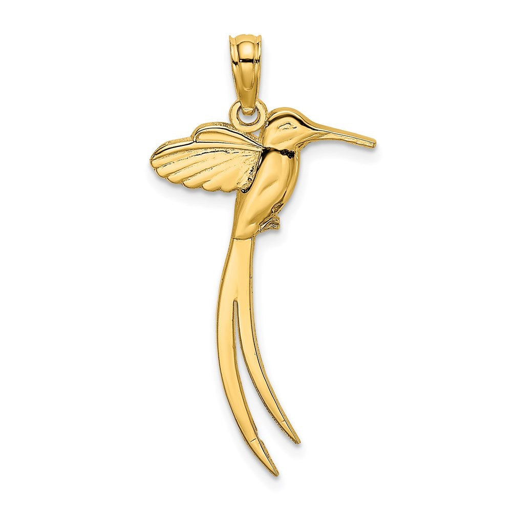 14k Yellow Gold Polished Bird w Long Tail Charm