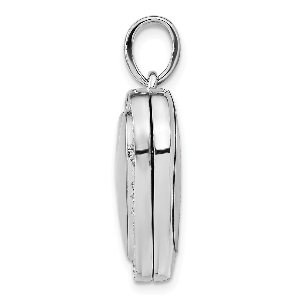 Sterling Silver Rhodium-plated Cubic Zirconia 23mm Heart Locket