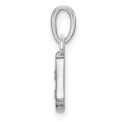 14k White Gold Rhodium-plated Diamond Letter H Initial Pendant for Women