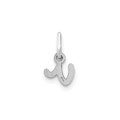 14k White Gold Lower case Letter V Initial Charm Pendant for Women