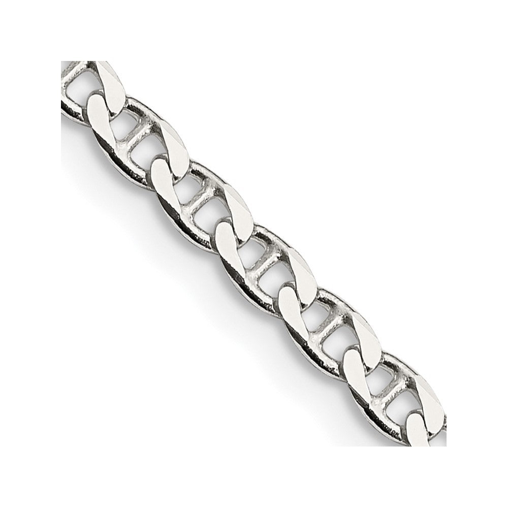 Sterling Silver 3.15mm Diamond-Cut Flat Anchor Curb Chain Necklace