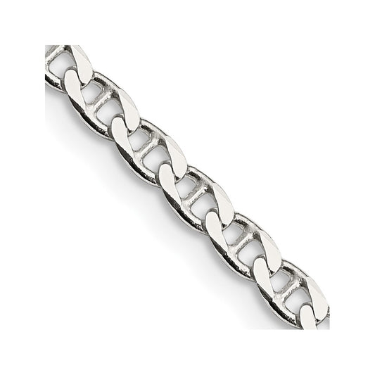 Sterling Silver 3.15mm Diamond-Cut Flat Anchor Curb Chain Necklace