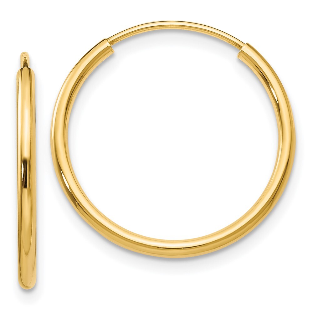 14k Yellow Gold 1.5mm Polished Round Endless Hoop Earrings Gift for Women