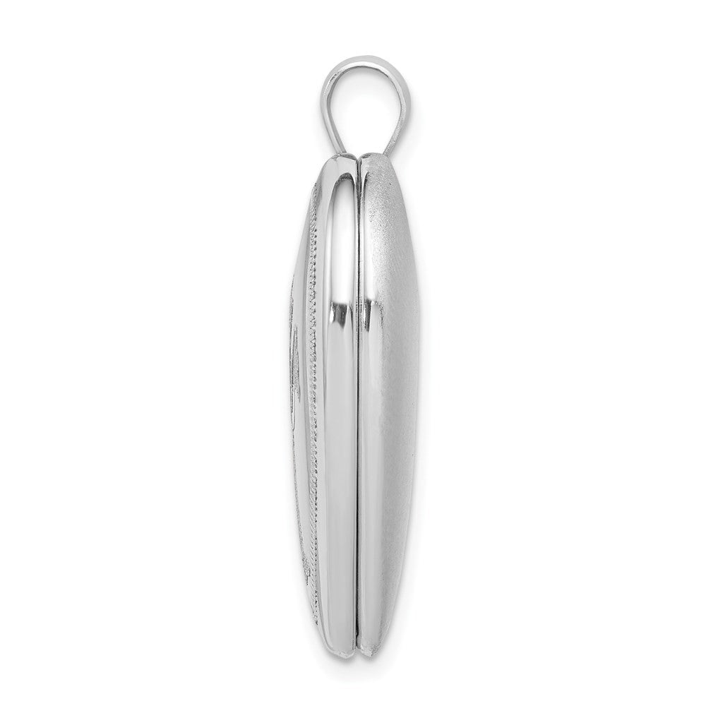 Sterling Silver Rhodium-plated Dove with Cross Heart Locket
