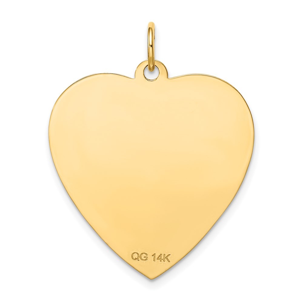 14k Yellow Gold Etched .018 Gauge Engravable Heart Disc Charm