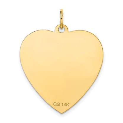 14k Yellow Gold Etched .018 Gauge Engravable Heart Disc Charm