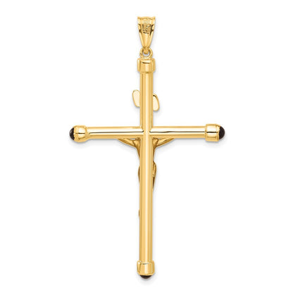 14k Yellow Gold Polished Crucifix Onyx Pendant