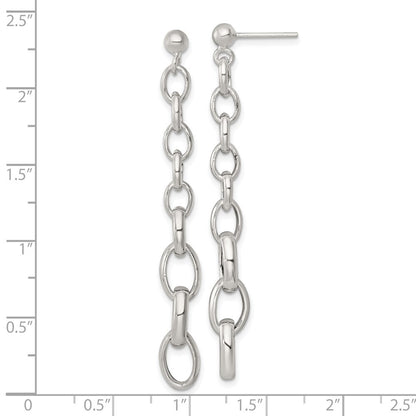 Sterling Silver Polished Graduated Link Post Dangle Earrings