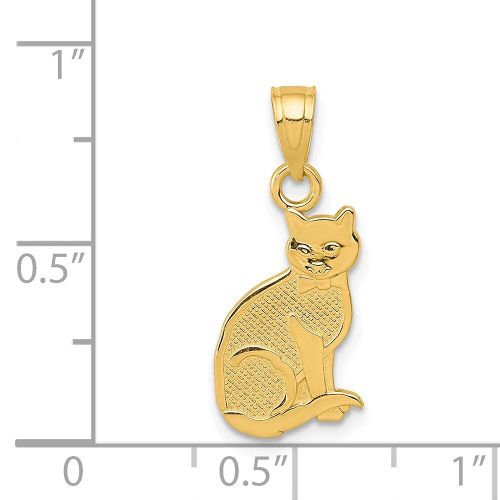 14k Yellow Gold I HEART MY CAT on Reverse Cat Pendant for Women