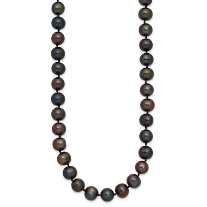 14k Yellow Gold 8-9mm Black Freshwater Cultured Pearl 24 inch Necklace