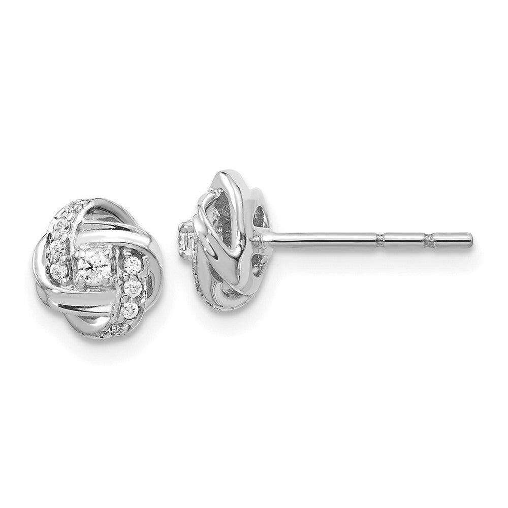 14k White Gold Diamond Knot Stud Earrings