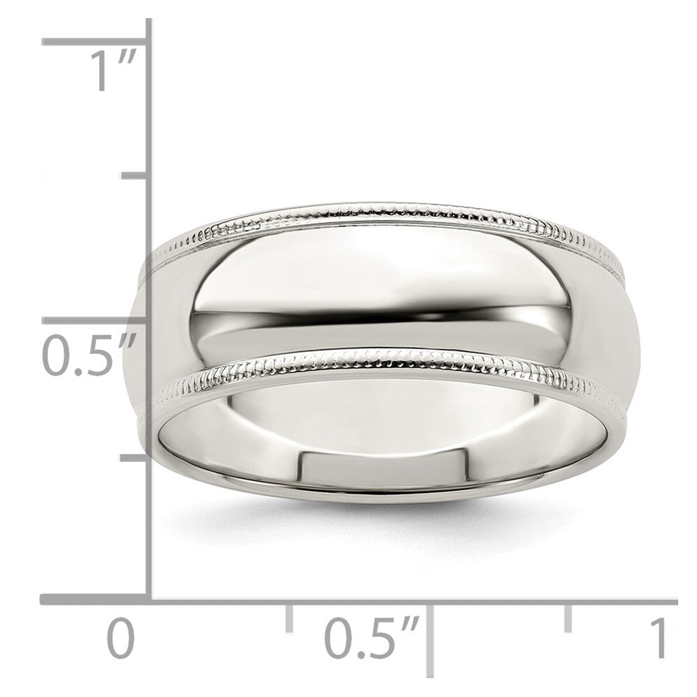 Sterling Silver 7mm Half Round Milgrain Size 5 Band Ring