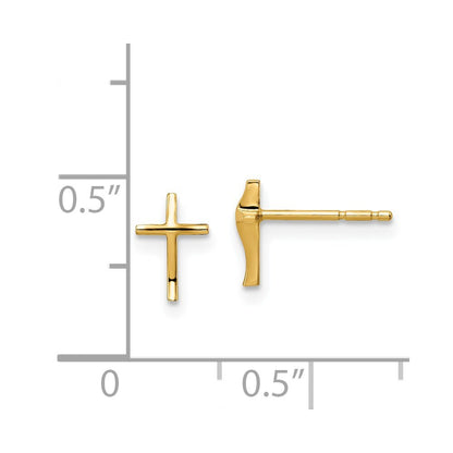 14k Yellow Gold Cross Stud Earrings