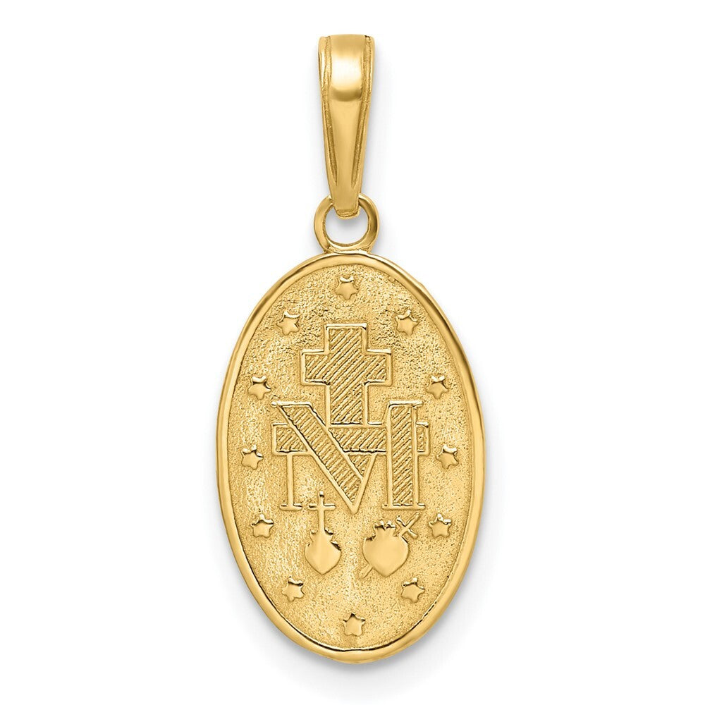 14k Yellow Gold Red Enameled Miraculous Medal Pendant for Women