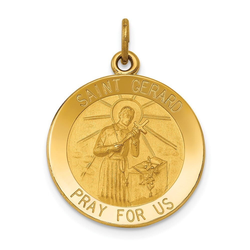 14k Yellow Gold Saint Gerard Medal Pendant for Women