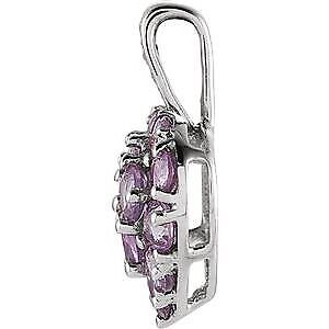 14k White Gold Amethyst & .01 CTW Diamond Heart Pendant Gift for Women