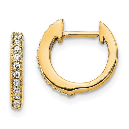14k Yellow Gold Diamond Hinged Hoop Earrings