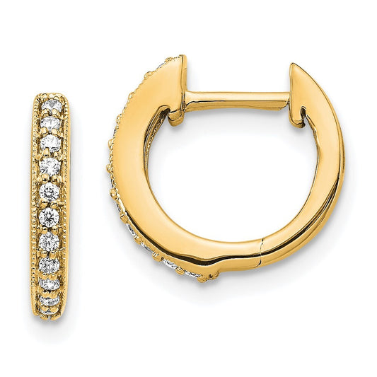 14k Yellow Gold Diamond Hinged Hoop Earrings