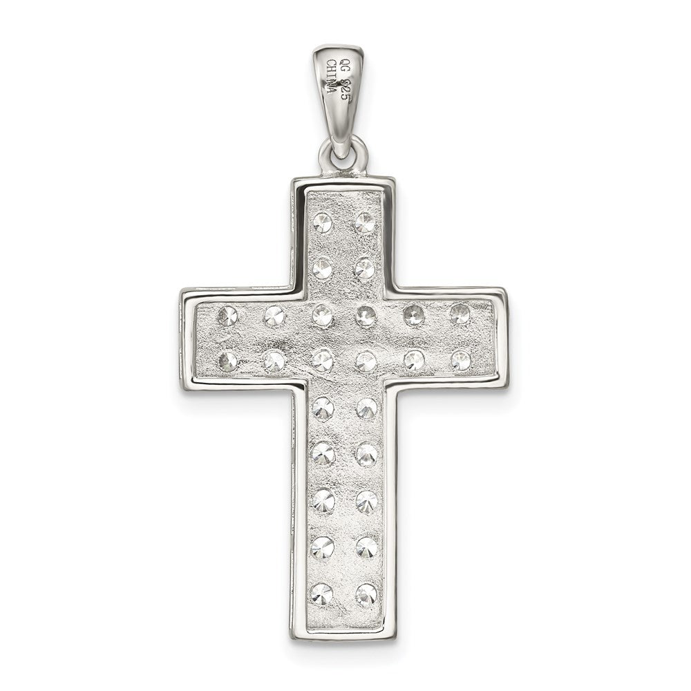 Sterling Silver Rhodium-plated Cubic Zirconia Latin Cross Pendant