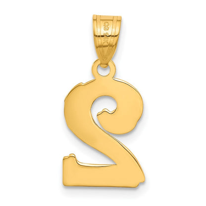 14k Yellow Gold Polished Etched Number 2 Pendant