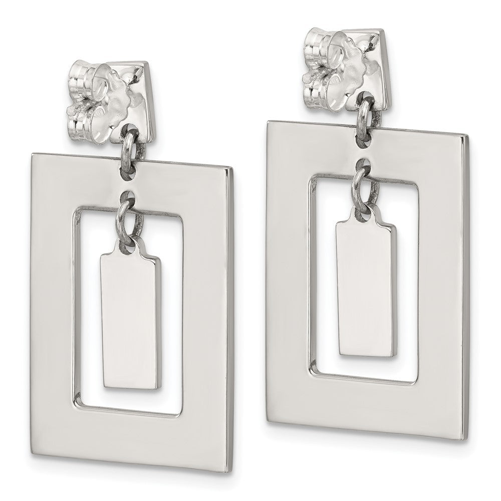 Sterling Silver Open Rectangle with Mother of Pearl Dangle Earrings