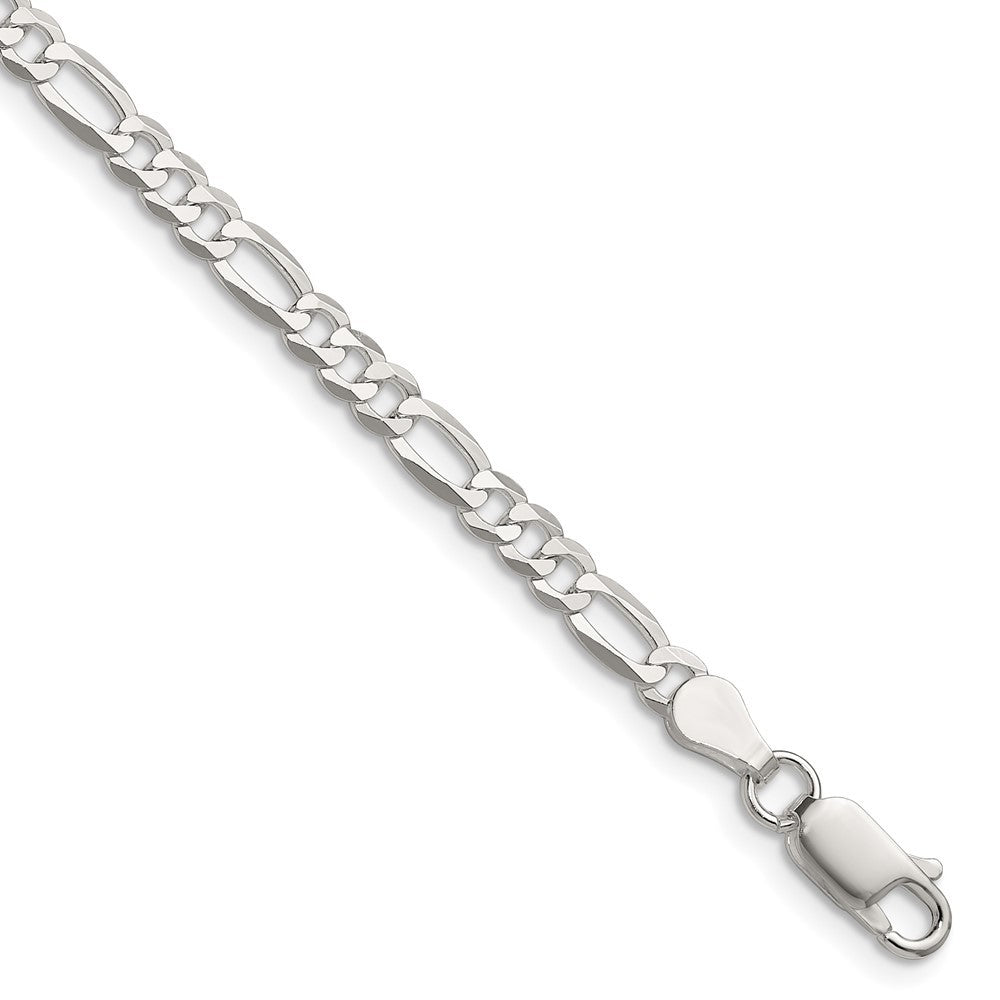 Sterling Silver 4.0mm Lightweight Flat Figaro Chain Necklace