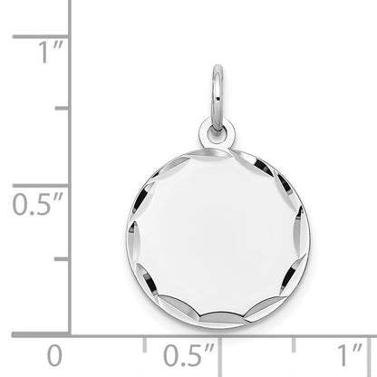 14k White Gold Etched .013 Gauge Engraveable Round Disc Charm Pendant for Women