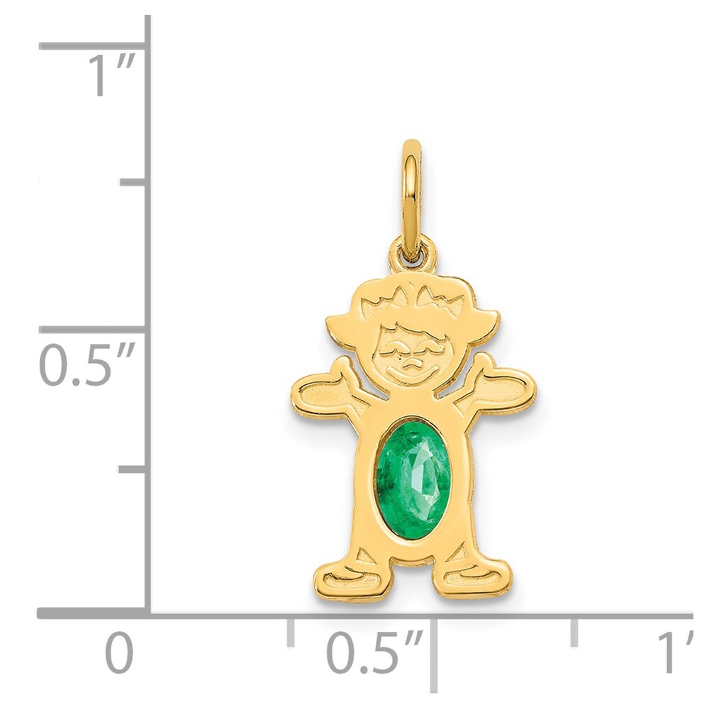 14k Yellow Gold Girl 6x4 Oval Genuine Emerald-May Pendant for Women