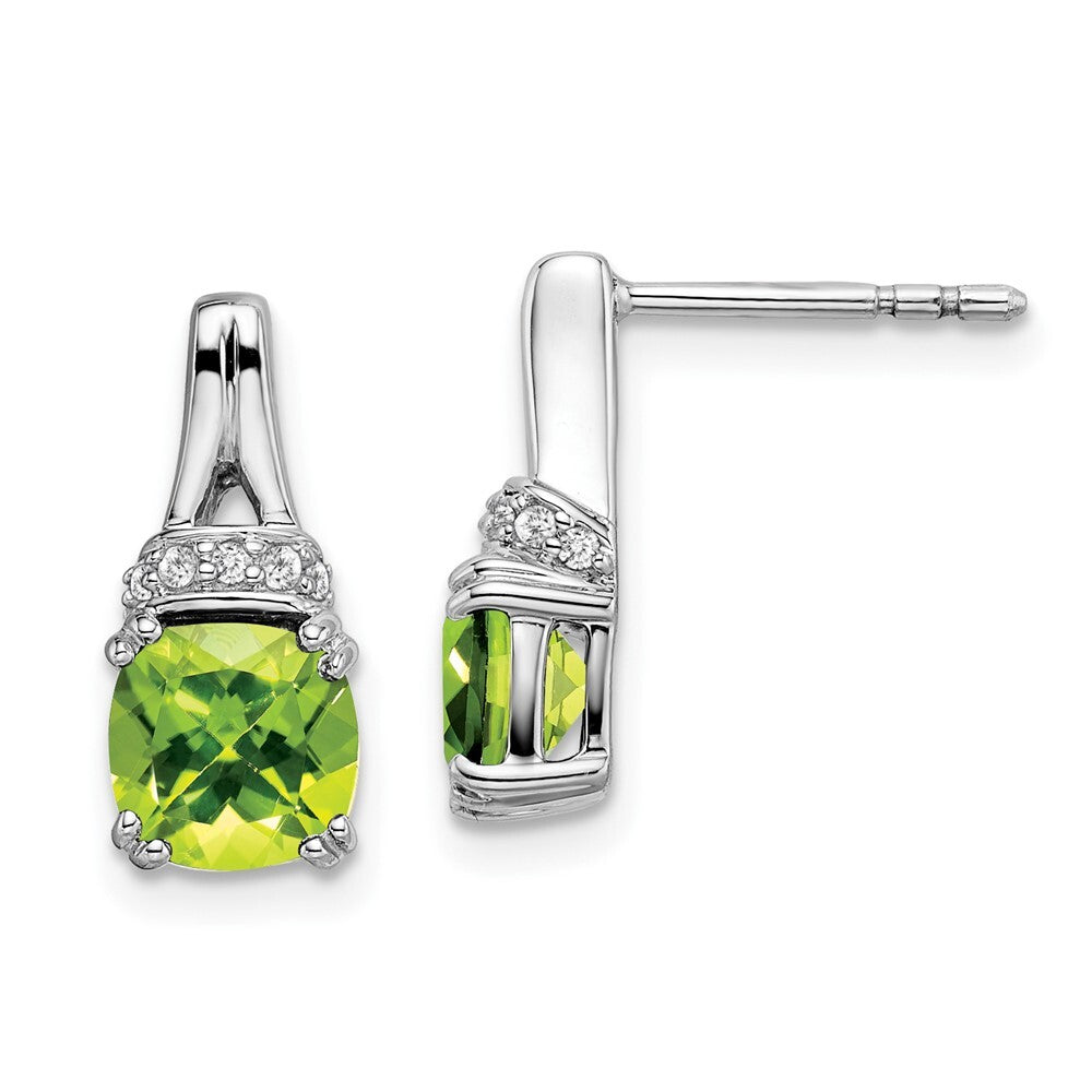 14k White Gold Peridot and Diamond Drop & Dangle Earrings
