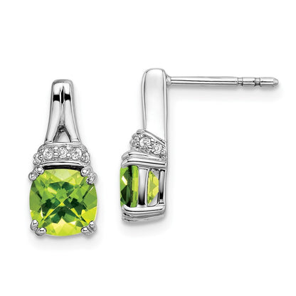 14k White Gold Peridot and Diamond Drop & Dangle Earrings