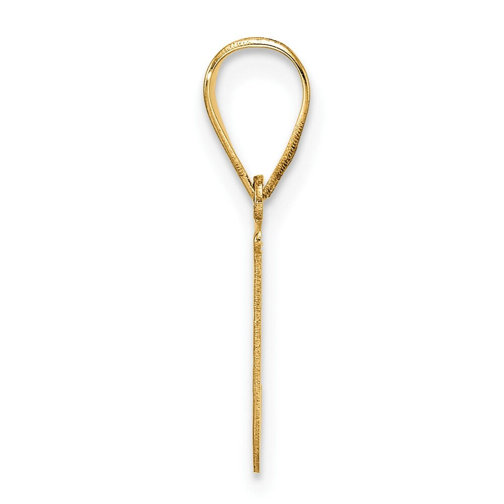 14k Yellow Gold Polished Etched Letter J Initial Pendant for Women