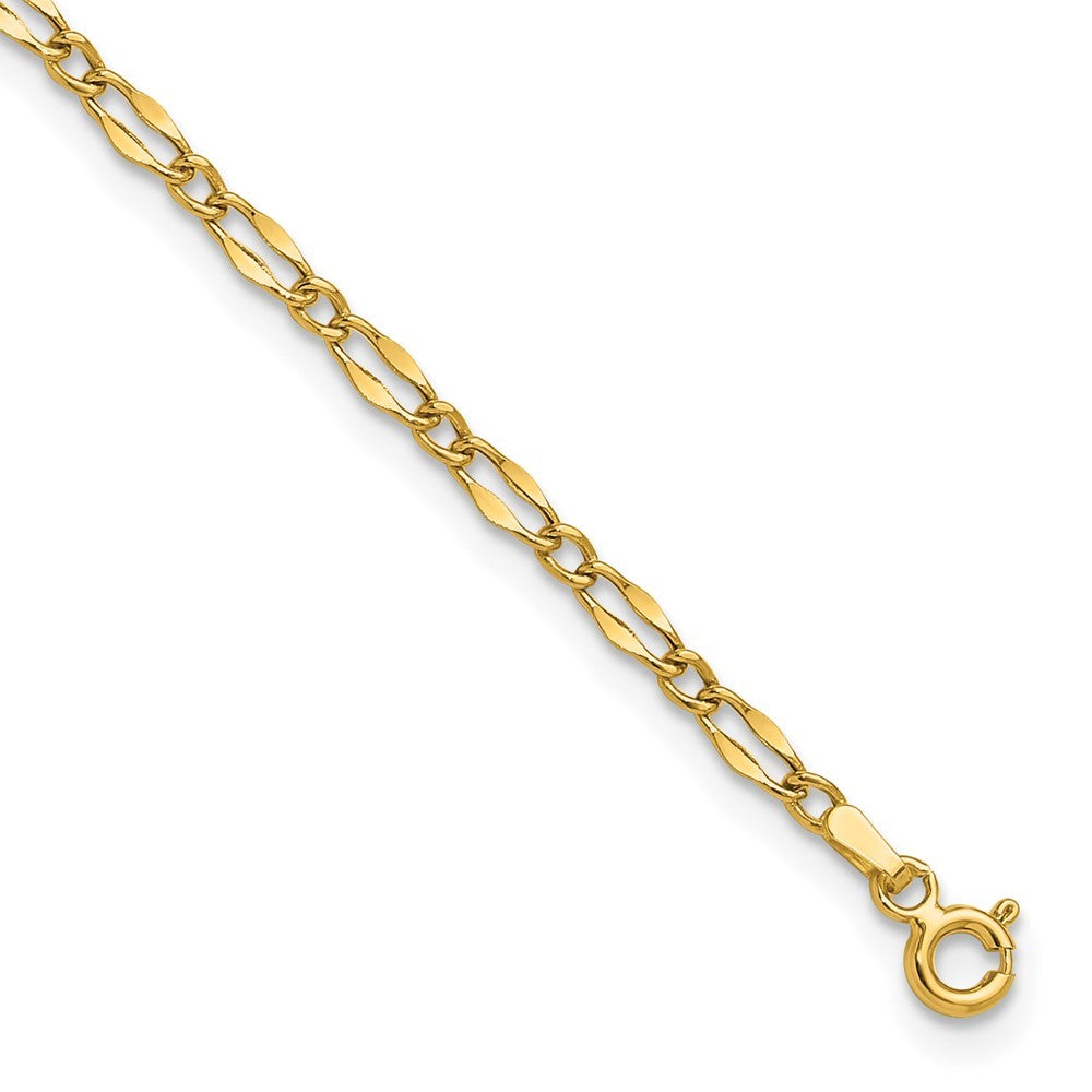 14k Yellow Gold Polished Fancy Link Chain 10" Anklet