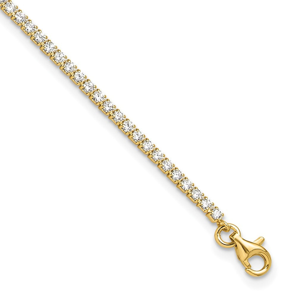 Sterling Silver Gold-tone 2mm CZ 10" Anklet