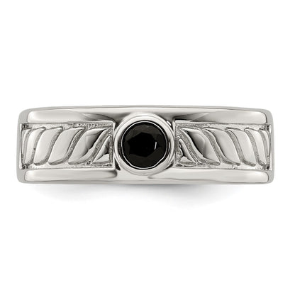 Sterling Silver Rhodium-plated Men's Onyx Ring Size 9
