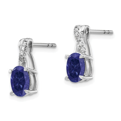 14k White Gold Sapphire and Diamond Drop & Dangle Earrings