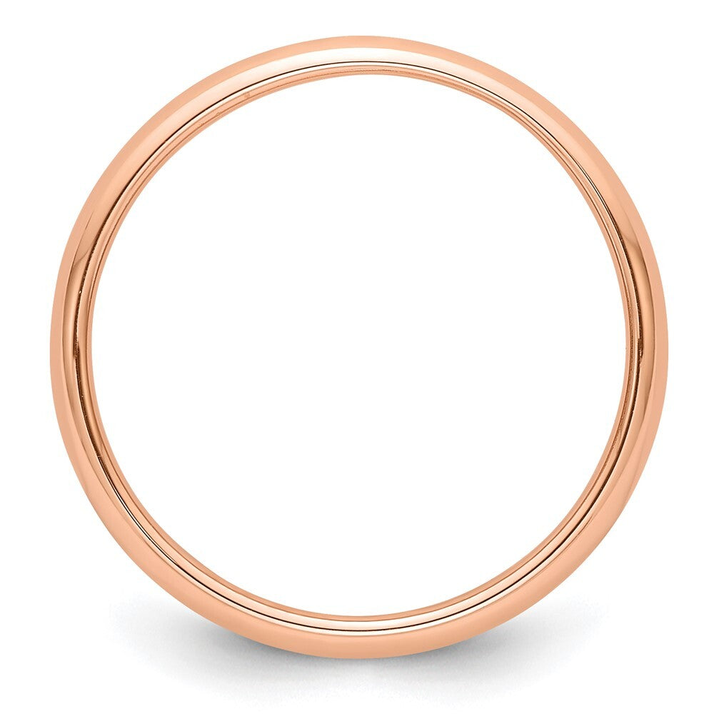 14k Rose Gold 3mm Half Round Wedding Band Ring Size 9