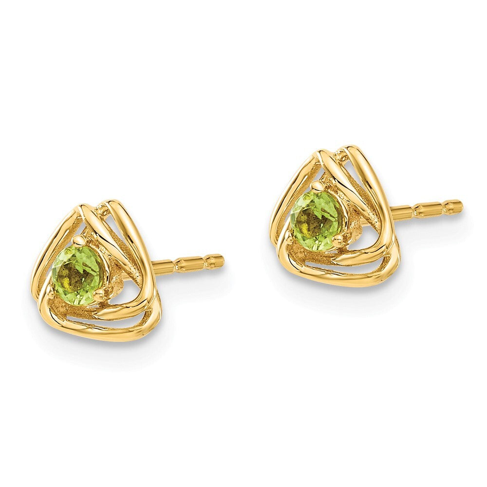 14k Yellow Gold Peridot Stud Earrings Gift for Women