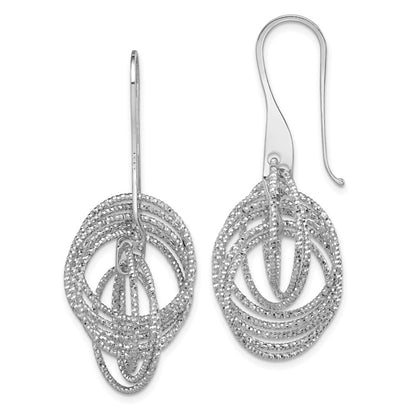 Sterling Silver Diamond-cut Fancy Intertwined Circles Dangle Earring