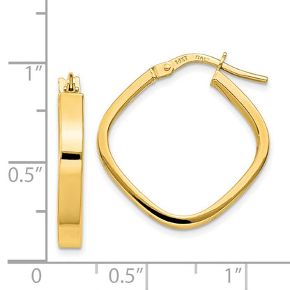14k Yellow Gold Flat Edge Square Hoop Earrings