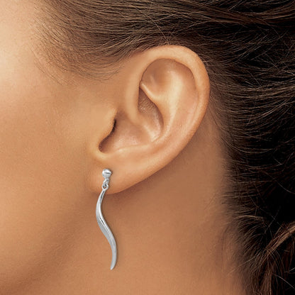 Sterling Silver RH-plated Brushed Dangle Post Earrings