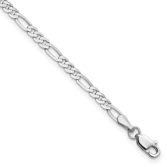 14K White Gold 7 inch 2.75mm Flat Figaro Bracelet