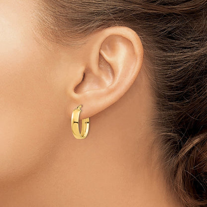 14k Yellow Gold High Polished 5mm Oval Hoop Earrings Gift for Women