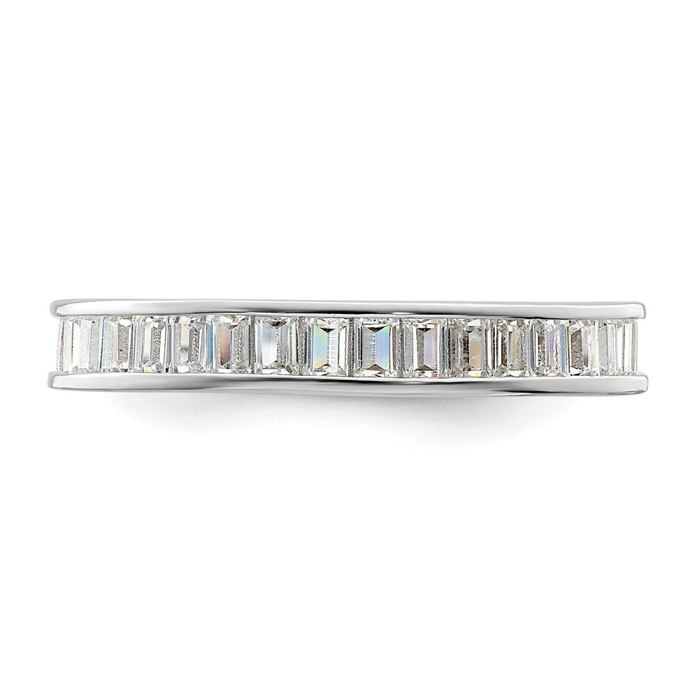 Sterling Silver Polished Rhodium-plated Channel Set CZ Band Size 7