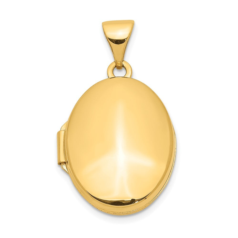 14k Yellow Gold Plain Polished Oval Locket Pendant for Women