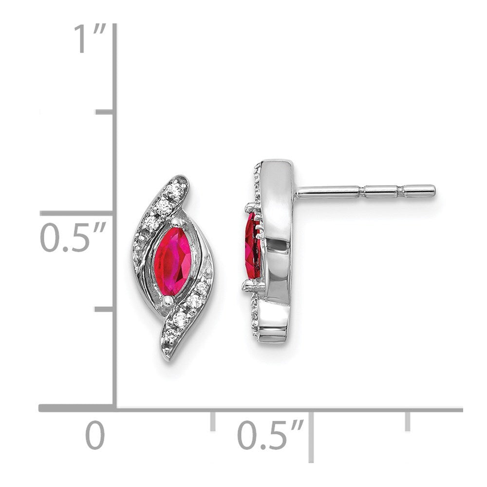 14k White Gold Diamond and Ruby Drop & Dangle Earrings