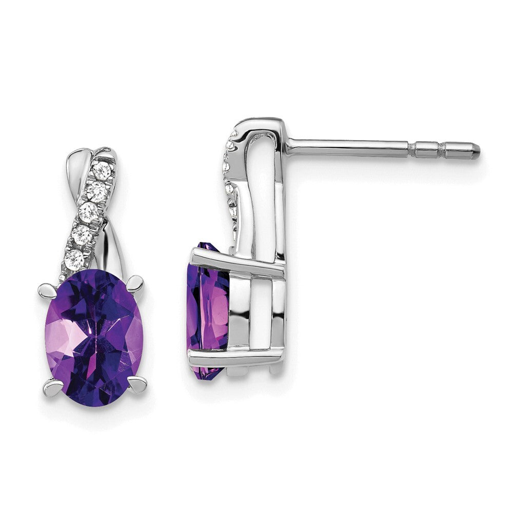 14k White Gold Amethyst and Diamond Drop & Dangle Earrings