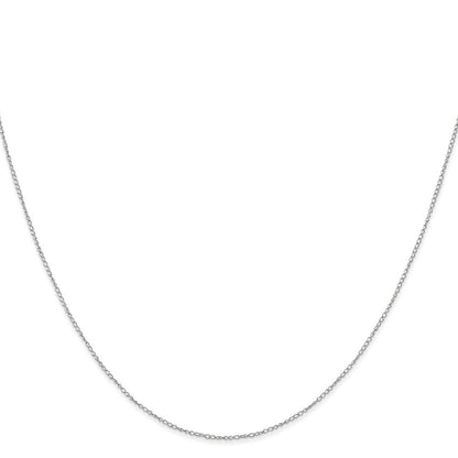 14K White Gold 24 inch Carded .42mm Curb with Spring Ring Clasp Chain Necklace