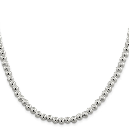 Sterling Silver 6.1mm Beads on Box Chain Necklace