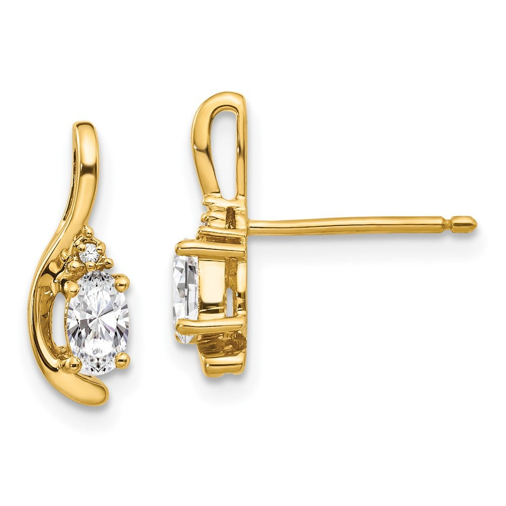 14k Yellow Gold White Topaz and Diamond Earrings