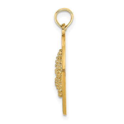 14k Yellow Gold SANIBEL Starfish Circle Charm Pendant for Women